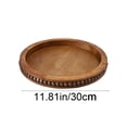 thumbnail image 3 of Wood Decorative Serving Tray with Bead, Round Vintage Wooden Ottoman Tray for Home Centerpiece, Counter Organizer, 12in Circle Tray for Kitchen, Living Room, 3 of 7