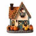 thumbnail image 2 of Fall Harvest Light Up House Set, 7.5" Resin Pumpkin Cottage Figurines with LED Lights for Autumn and Thanksgiving Decor, 2 of 7