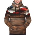 thumbnail image 2 of Bingfone Rustic American Flag Wood Men's Drawstring Hoodie Long Sleeve Pocket Sweatshirts-3X-Large, 2 of 6