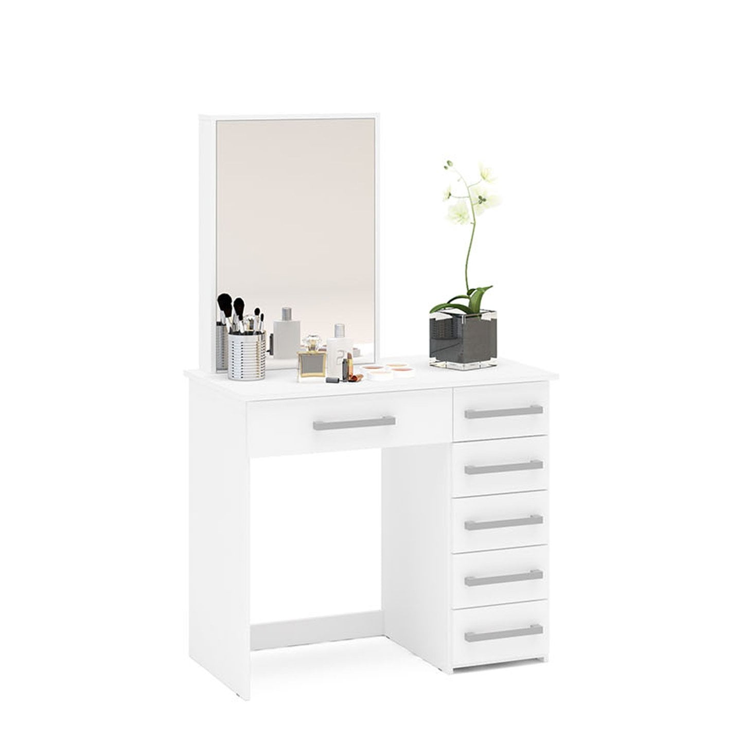 Boahaus Sofia Modern Vanity Table With Mirror And 6 Drawers