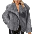 thumbnail image 3 of TaTaai Fall Faux Fur Coat Women Long Sleeve Lapel Button Cardigan Plush Warm Outerwear for Winter, 3 of 8