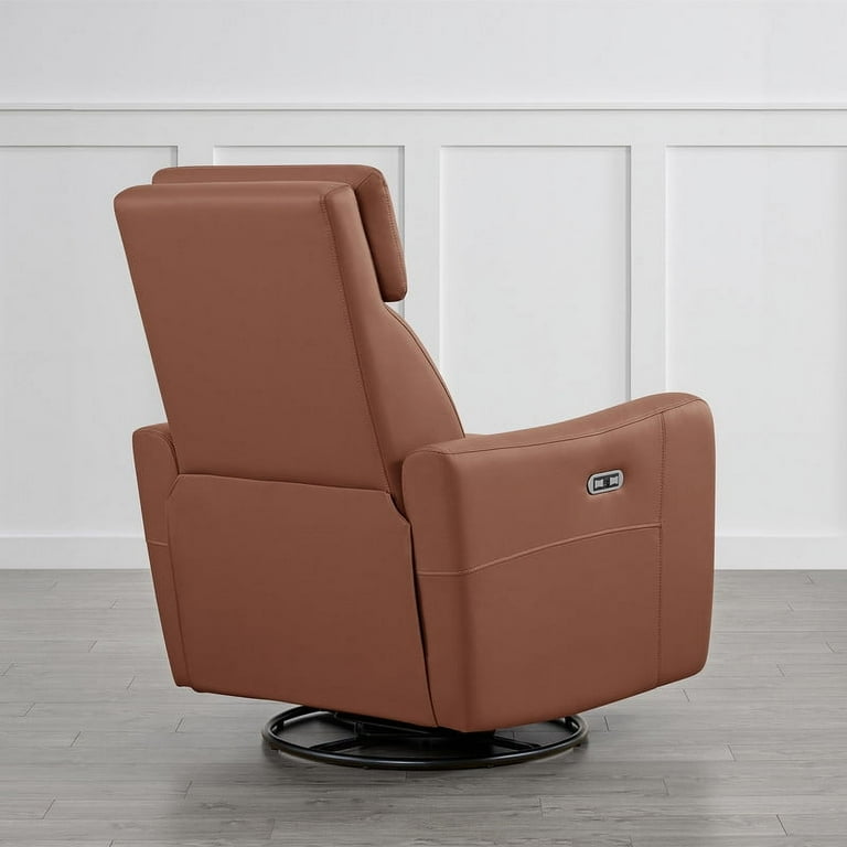 CHITA Power Swivel Glider Recliner for Living Room Nursing Chair Faux Leather Recliner with USB Ports Dove Gray