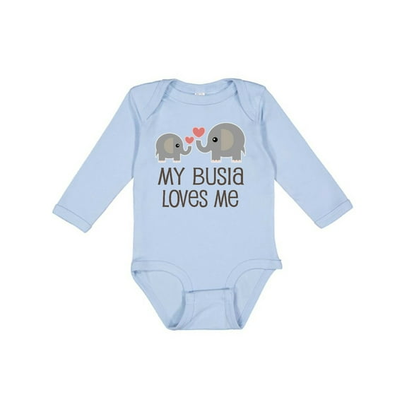 Inktastic My Busia Loves Me Childs Boys or Girls Long Sleeve Baby Bodysuit