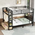 thumbnail image 4 of QZYeYun Queen over Queen Metal Bunk Bed with Storage Shelves Drawers Pegboard Black, 4 of 8