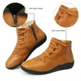 thumbnail image 3 of Ecetana Womens Flats Boots Side Zipper Leather Ankle Booties, 3 of 6
