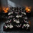 thumbnail image 2 of Homewish Halloween Skull Moth Bedding for Girls, Moon Star Floral Duvet Cover Full, Black White Pink, Black Reversible 3 Pieces, 1 Duvet Cover and 2 Pillowcases, 2 of 7