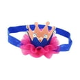 thumbnail image 2 of Lilgiuy Toddler Girls Crown Headband Newborn Princess Hair Band Cute Solid Color Mesh Crown Pearl Wedding Photoshoot Party Headband for 0-3Years, 2 of 3