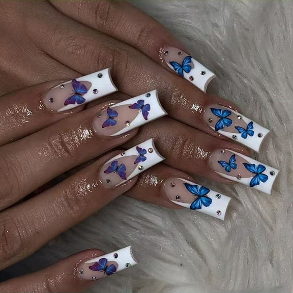 Press on Nails Coffin Fake Nails Glossy on Nails Designs Full Covers False Nails Acrylic Glues on Nails for Women