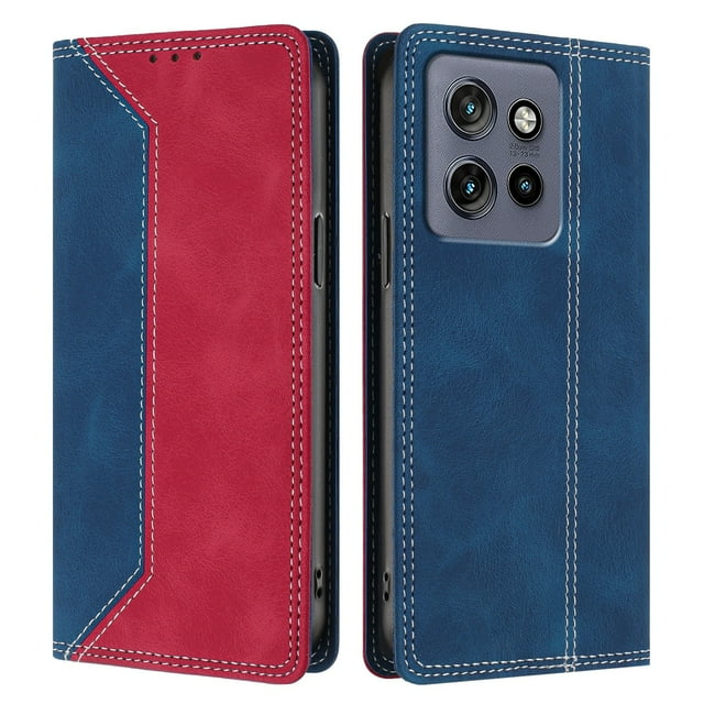Phone Case for Motorola Edge 50 Neo FOXDOCK Premium Leather,Creative Dual-Color Cover with Card Slot,Shockproof