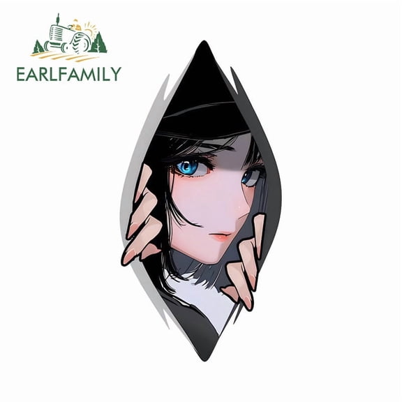 EARLFAMILY 5.1" Anime Girls Eyes Peeking Car Sticker Fashionable Waterproof Motorcycle Luggage Skateboard JDM Decals Occlusion Scratch Car Accessories