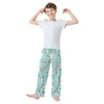 thumbnail image 3 of Kids' Pajama Pants Soft Relaxed Fit Sleep Pants Lounge Pants with Pockets Pink and Teal Floral Pattern Small, 3 of 9