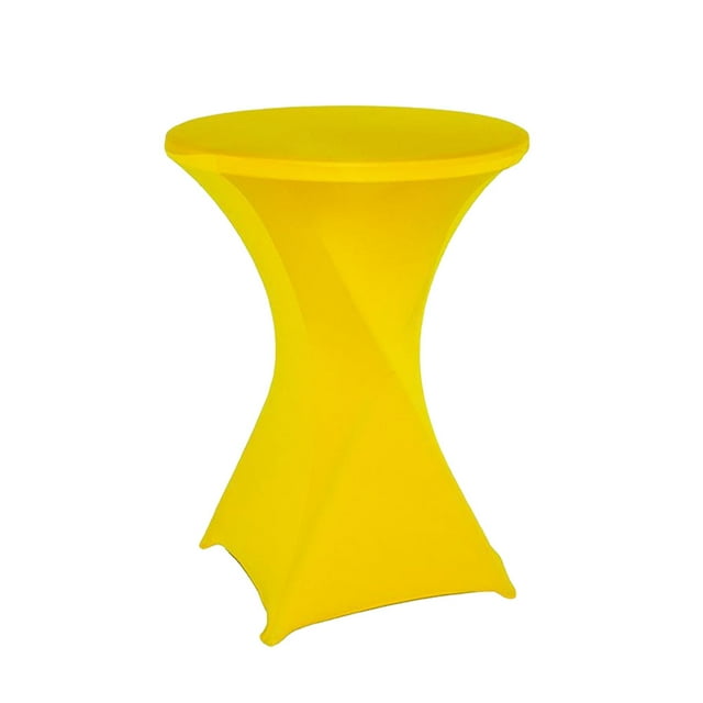 Decodeary Nappe Ronde Extensible de Couverture de Table de Mariage d'Hôtel de Lavage Facile pour l'Installation de 1Set Jaune Environnement
