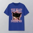 thumbnail image 2 of Tiweut Womens Casual Tees The Beast Inside Me Funny Cat Meme for Women T-Shirt,Blue,2XL, 2 of 3