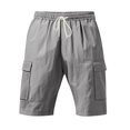 thumbnail image 5 of DDAPJ pyju Clearance Today! Linen Cargo Shorts for Men Drawstring Summer Beach Shorts Lightweight Comfy Lounge Sweat Shorts with Multi Pockets Gray L, 5 of 9