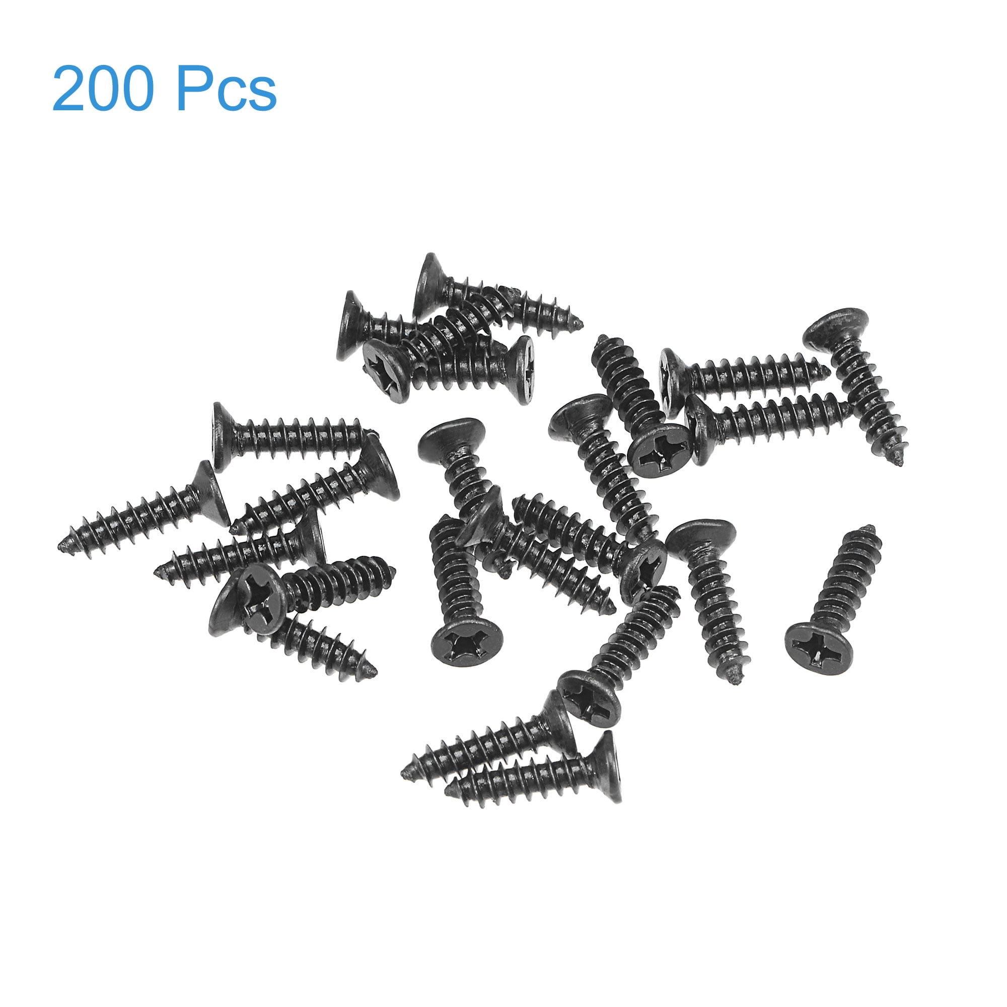 Unique Bargains Wood Screws Phillips Flat Head Carbon Steel Black M3 x 12mm