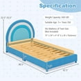 thumbnail image 3 of Gymax Kids Twin Platform Bed Frame Upholstered Twin Size Bed w/ Wooden Slats Support Blue, 3 of 10