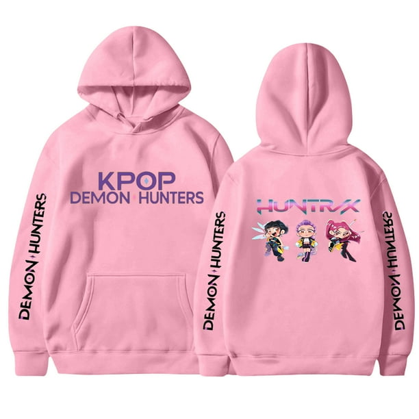 Pop cazadora para niña Demo-n Hunters Unisex Fashion Hooded Sweatshirt Streetwear Soft Comfortable Long Sleeve Hoodie for Daily Wear Spring Fall Winter (Pink)