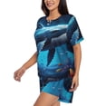 thumbnail image 2 of Fuzoiu Colorful Ocean Whale Print Women's Short-Sleeved Pajama Set,Lounge Sleepwear Set,Womens Pajama Sets 2 Piece,Button-Up Top and Shorts with Pockets-3X-Large, 2 of 7