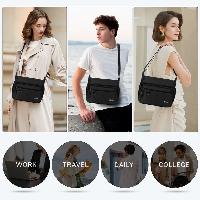 Crossbody Bag for Men Women Multi Pocket Purse Lightweight