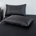 thumbnail image 3 of ANMINY Satin Sheets Silk Sheets King Black Stripe Bed Sheet Set Deep Pocket Bed Flat Fitted Sheet, 4-Pieces, 3 of 7