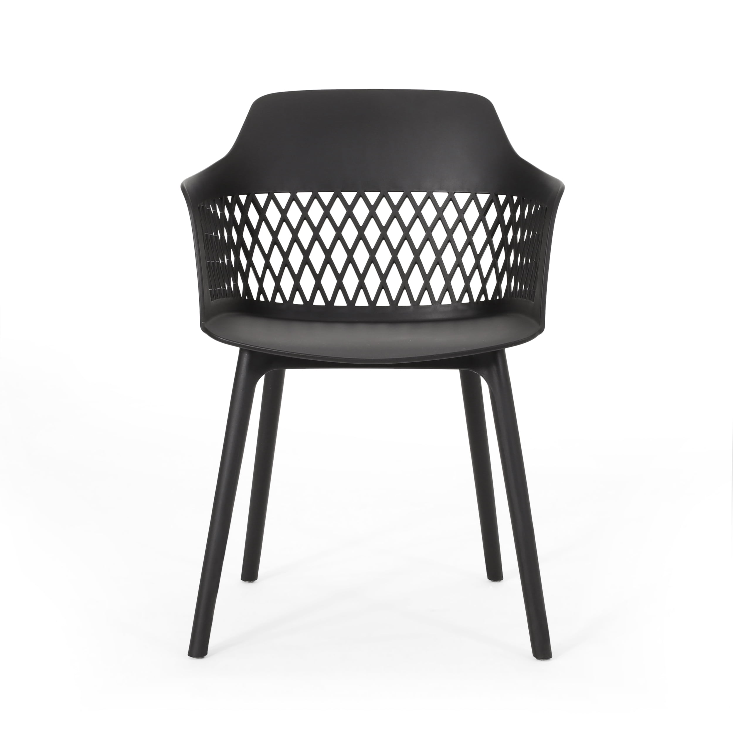 Outdoor Leisure Chair Set of 2, Mixed Plastic Material Household Seats for Patio Garden, Black