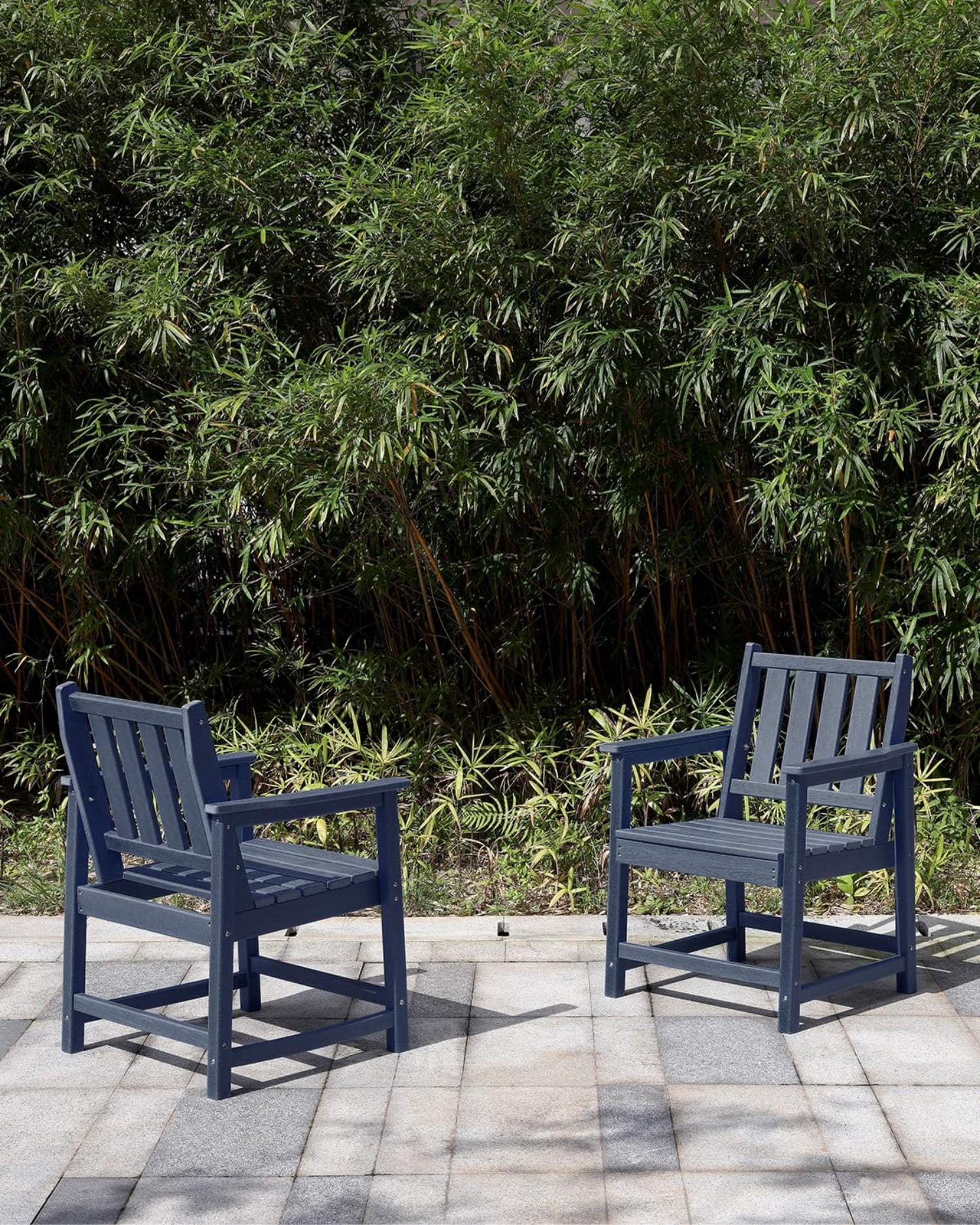 HDPE Outdoor Dining Chair with Armrests, All-Weather Patio Dining Chair, Heavy Duty HDPE Outdoor Armchair for Deck, Porch, Garden, Poolside, Backyard, Navy
