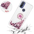 thumbnail image 2 of Glitter Clear Sparkly Bling Motorola Moto G Play 2023 Case for Women, Flowing Liquid Quicksand Cover with Diamond Ring Holder Case for Motorola G Play 2023  Rose Gold, 2 of 14