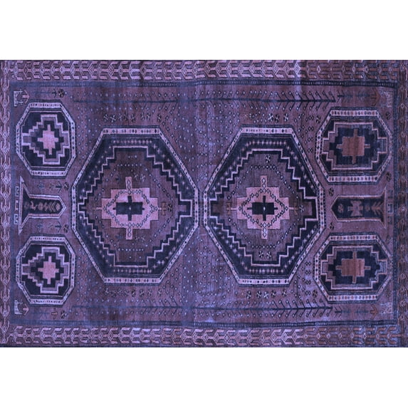 Ahgly Company Machine Washable Indoor Rectangle Persian Blue Traditional Area Rugs, 8' x 10'