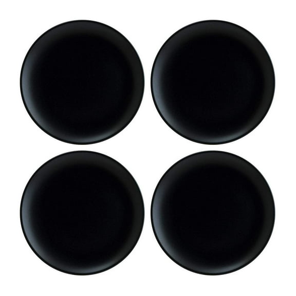 Notte dia.12" Round Black Porcelain Plate (Set of 4)