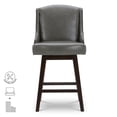 thumbnail image 2 of CHITA 26 inch Swivel Upholstered Faux Leather Counter Stool Set of 2, Bar Stool with Back, Retro Gray, 2 of 8