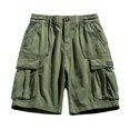 thumbnail image 3 of AXXD Mens Running Shorts Summer Cargo Shorts Multiple Pockets Elastic Waist Cotton Hiking Shorts Father's Day Gift, 3 of 5