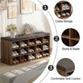 thumbnail image 3 of LEDREM Entryway Shoe Bench with Storage, 15-Compartment Organizer with Removable Cushion, 440 lb Capacity, Brown, 3 of 7