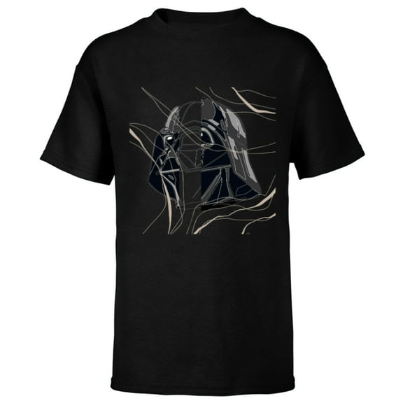Star Wars Darth Vader Helmet in Windswept Lines - Short Sleeve T-Shirt for Kids - Customized-Black