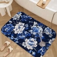 thumbnail image 3 of 1pc Blue and White Floral Fabric Absorbent Non-Slip Bathroom Thickened Flannel Rug Decor,Soft,Quick Drying,Suitable For Indoor/outdoor Use,Bathrooms,Bedrooms,Kitchens,Terrace,Laundry Rooms,16"x24", 3 of 9