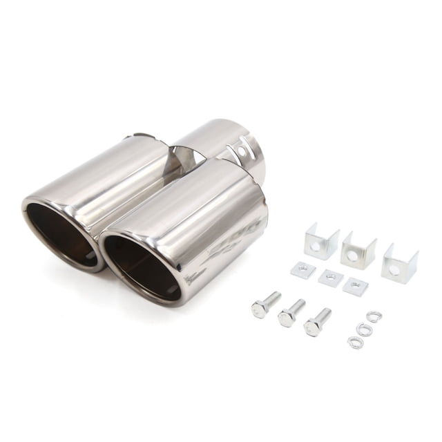62mm Diámetro de Entrada Tubo Silenciador Punta de Escape para Coche Doble Salidas Acero Cromado