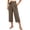 Khaki, variant on Womens Solid Color Tailored Wide Leg Suit Pants Dual Side Slant Pockets High Waisted Smooth Drape Relaxed Fit Structured Long Trousers