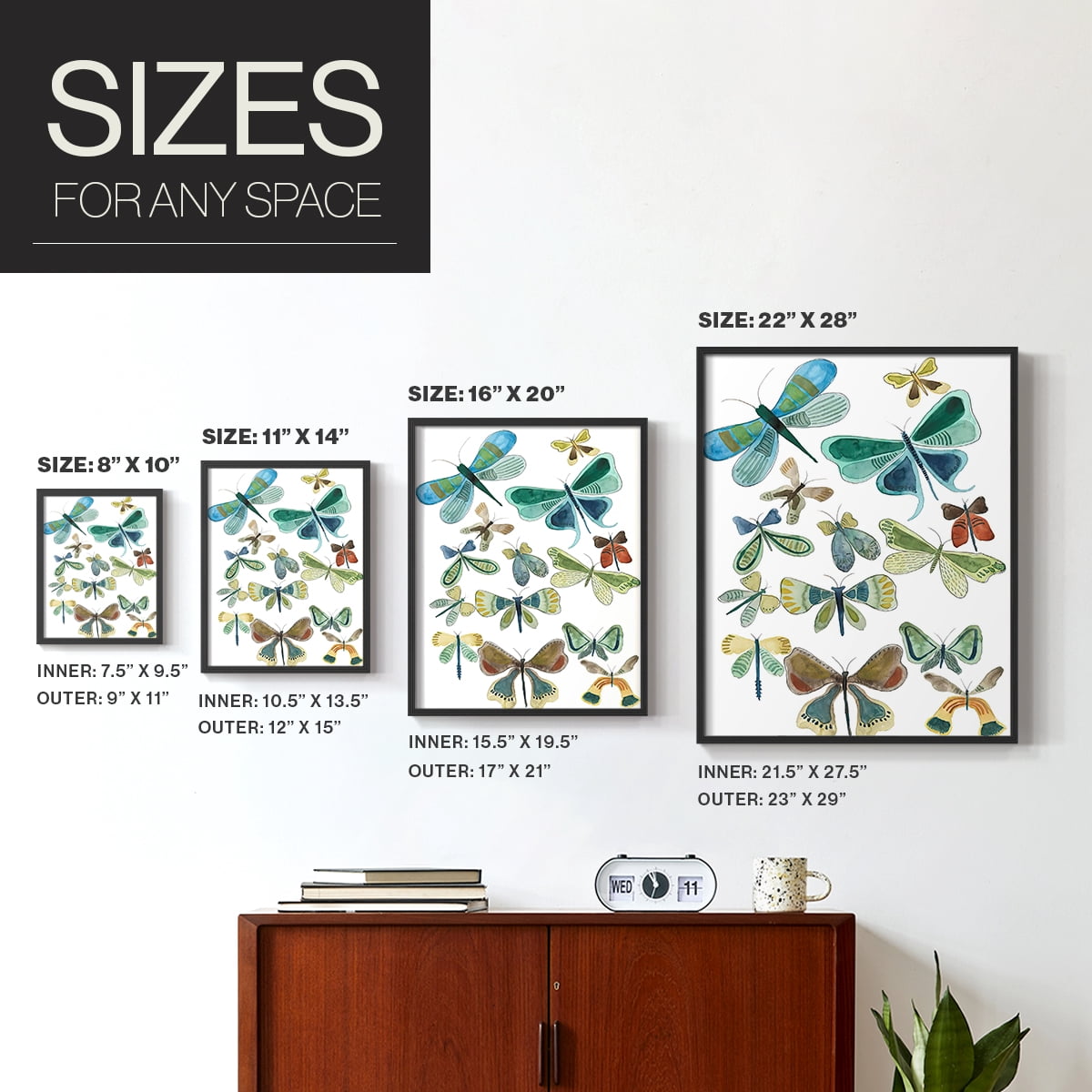 Wings Galore I Framed Print - Solid Wood in Single Picture Frame Solid Wood 2 Framed Print