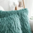 thumbnail image 4 of Home Soft Things Mongolian Faux-fur Pillow Covers Luxury Fluffy Throw Pillow Case Decorative Fuzzy Cushion Cover, No Pillow Insert, Set of 2 - Oil Blue - 20" x 20", 4 of 6