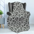 thumbnail image 4 of Black and White Soft Flannel Fleece Blanket, Simple Floral Motifs Tropical Island Vegetation in Monochrome Doodle Style, Cozy Plush for Indoor and Outdoor Use, 60" x 80", Black White, by Ambesonne, 4 of 5