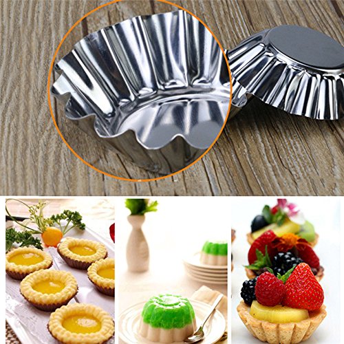 Knifun 10Pcs Aluminum Egg Tart Mold Baking Tools For Cakes 70mm