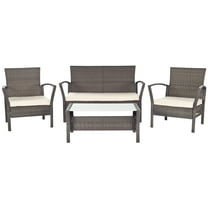 SAFAVIEH Avaron Outdoor Patio 4 Piece Conversation Set, Brown/Beige