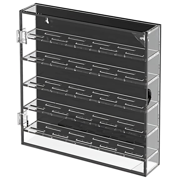 5‑Layer Acrylic Coin Display Case – Clear Holder with Black Backing, Detachable Slot Dividers & Hinged Door, Holds Up to 45 Coins, for Home, Office, Shelf or Cabinet