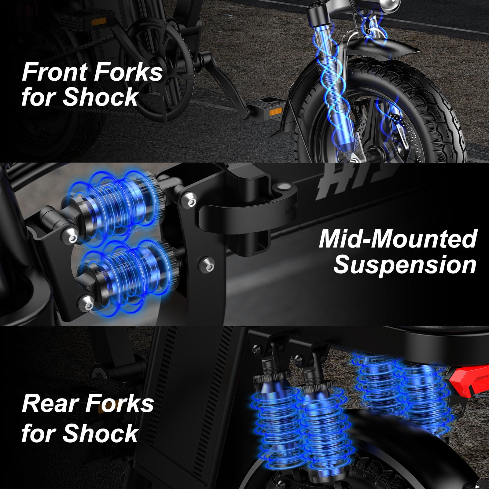 HiyViy 14" Folding Electric Bike for Adults Teens,700W Peak Motor 48V/10AH Battery, Commuter City Ebike, UL2849