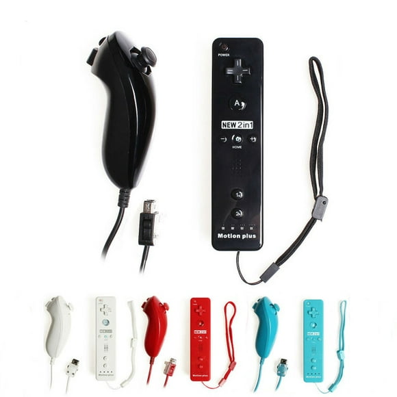 Gprince 2 en 1 Télécommande Sans Fil + Contrôleur Nunchuck avec Boîtier en Silicone Intégré Dispositif de Précision pour Nintendo Wii Console de Jeu