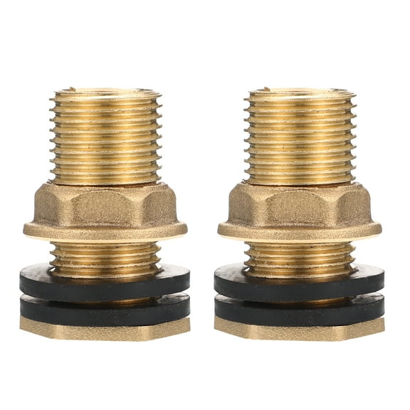 Raindrops 2pcs Bulkhead Fitting Tank Adapter 3/8" Female 1/2" Male Brass Water Tank Connector