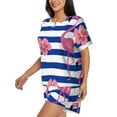 thumbnail image 2 of Bixox Women's Pink Flamingo Printed Pajama Set 2 Piece Lounge Set Top and Shorts Soft Pajamas, Shorts with Pockets, 2 of 7