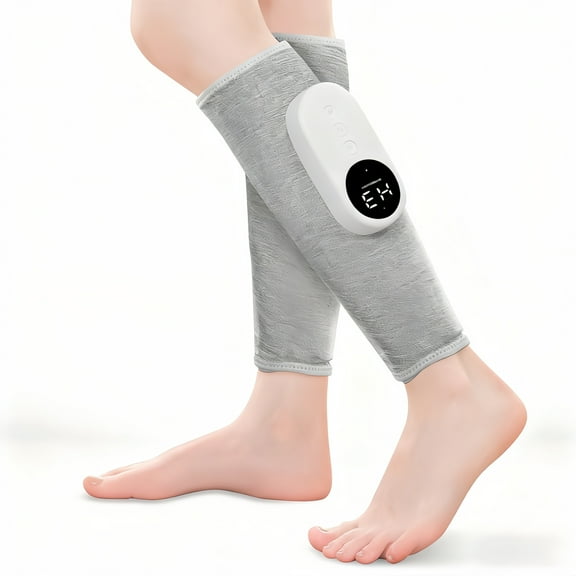 Sminiker Leg Massager with Heat and Compression, Calf Massager for Circulation and Pain with 3 Intensities, 3 Modes, Pain Relief for Restless Legs Syndrome Relief, Gifts for Women (Light Gray)