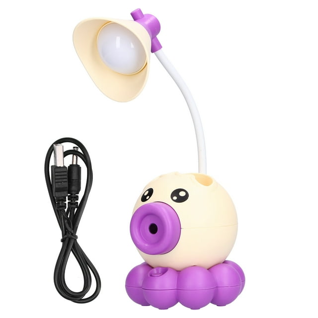 Lámpara de escritorio LED con forma de pulpo, plegable, multifuncional, luz blanca cálida, carga USB, bonita lámpara de escritorio