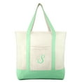 thumbnail image 2 of DALIX Women's Monogram Shopping Tote Hand Bag Personalized Ballent Mint Green Zippered Letter S, 2 of 8