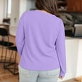 thumbnail image 5 of Plus Size Neck T Shirts Women Long Sleeve Tops Casual Summer Tshirts Loose Fit Tee Light Violet Women Blending Shirts Women's Long Sleeve T-Shirt(M), 5 of 6